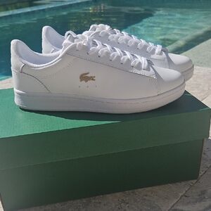 Lacoste White and Gold Sneakers